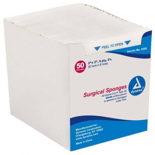 Cardinal 7087 I.V Drain Split Gauze 2 X 2 Inch Square Sterile (700/Case)