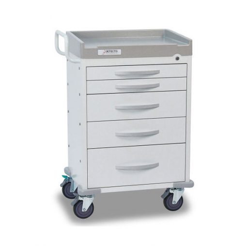 DETECTO Rescue Series General Purpose Medical Cart 5 White Drawers