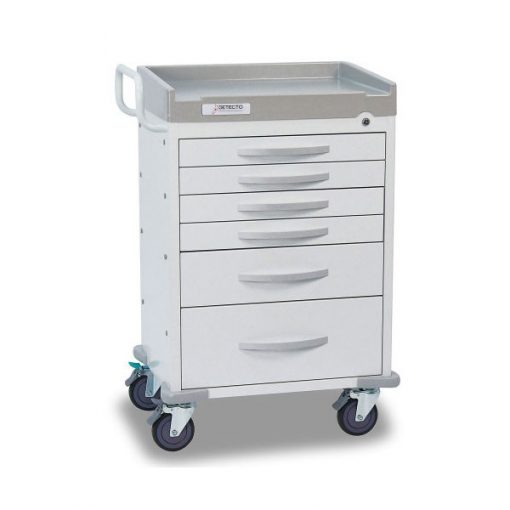 DETECTO Rescue Series General Purpose Medical Cart 6 White Drawers