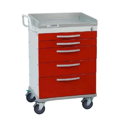 DETECTO Rescue Series ER Medical Cart 5 Red Drawers
