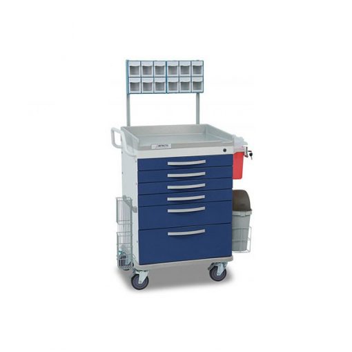 Loaded DETECTO Rescue Series Anesthesiology Medical Cart 6 Blue Drawers