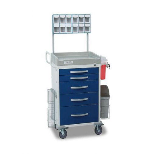 DETECTO Rescue Series Anesthesiology Medical Cart 6 Blue Drawers