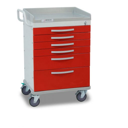 DETECTO Rescue Series ER Medical Cart 6 Red Drawers
