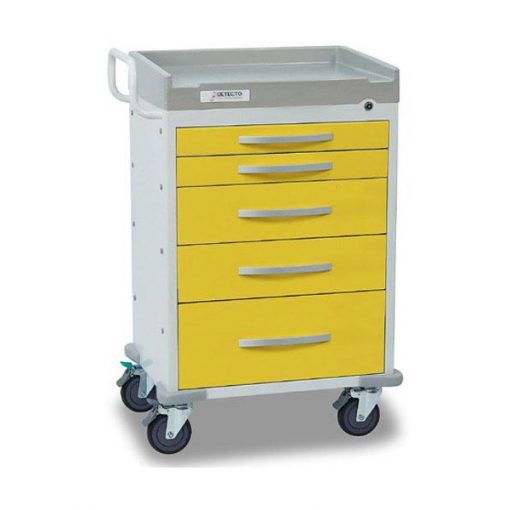 DETECTO Rescue Series Isolation Medical Cart 5 Yellow Drawers