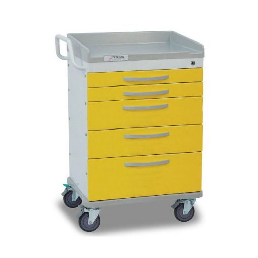 Whisper Series Isolation Medical Cart 5 Yellow Drawers