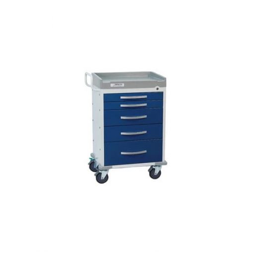 DETECTO Rescue Series Anesthesiology Medical Cart 5 Blue Drawers