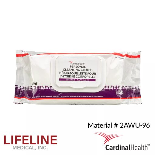 2AWU-96 Cardinal Health™ Personal Cleansing Wipe, Non-Flushable, Fragrance Free, 8 X 12IN, 96 Count