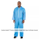 Cardinal Health™ Premium Medium Weight SMS Open Cuff Ankle Coverall, Blue, X-Large