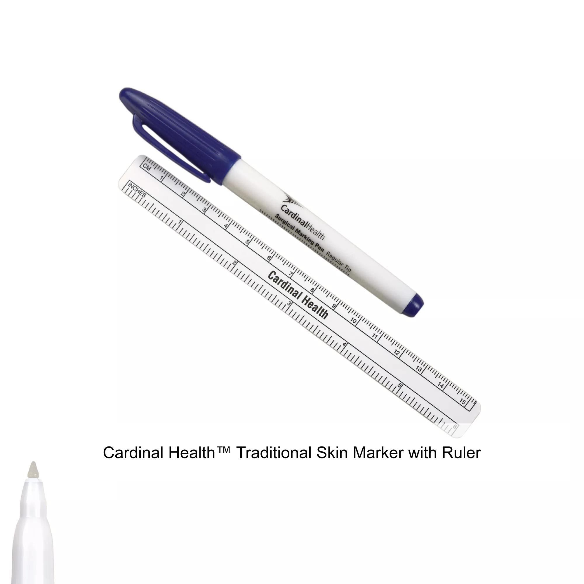 Cardinal Health™ Traditional Skin Marker with Ruler, 4CM Barrel Ruler, Taper Tip, Sterile