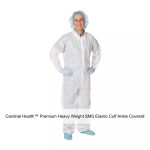 Cardinal Health™ Premium Heavy Weight SMS Elastic Cuff Ankle Coverall, White, 4X-Large