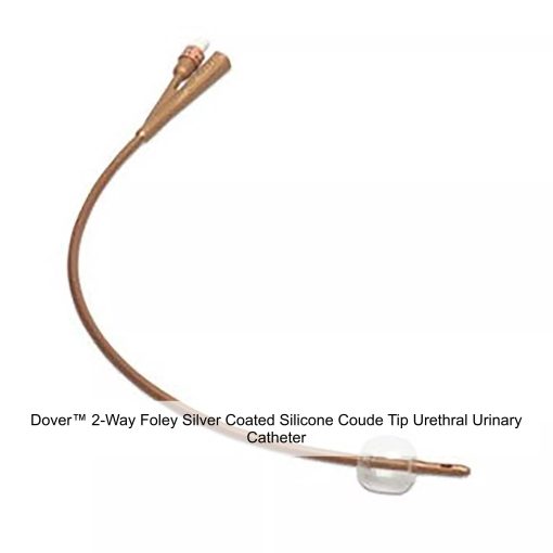 Dover™ 2-Way Foley Silver Coated Silicone Coude Tip Urethral Urinary Catheter, 20FR, 30ML