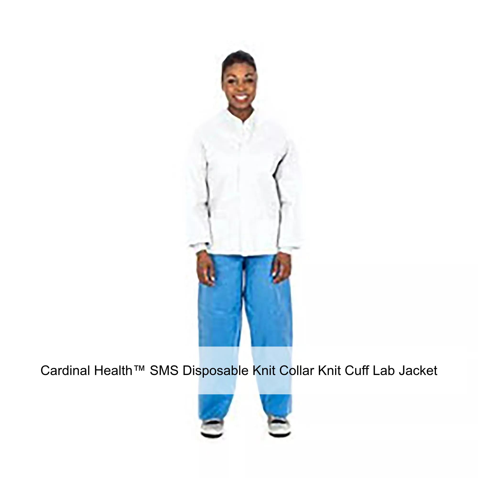 Cardinal Health™ SMS Disposable Knit Collar Knit Cuff Lab Jacket, White, 4X-Large