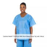Cardinal Health™ Premium SMS Short Sleeve Scrub Top with V-Neck, Blue, 2X-Large