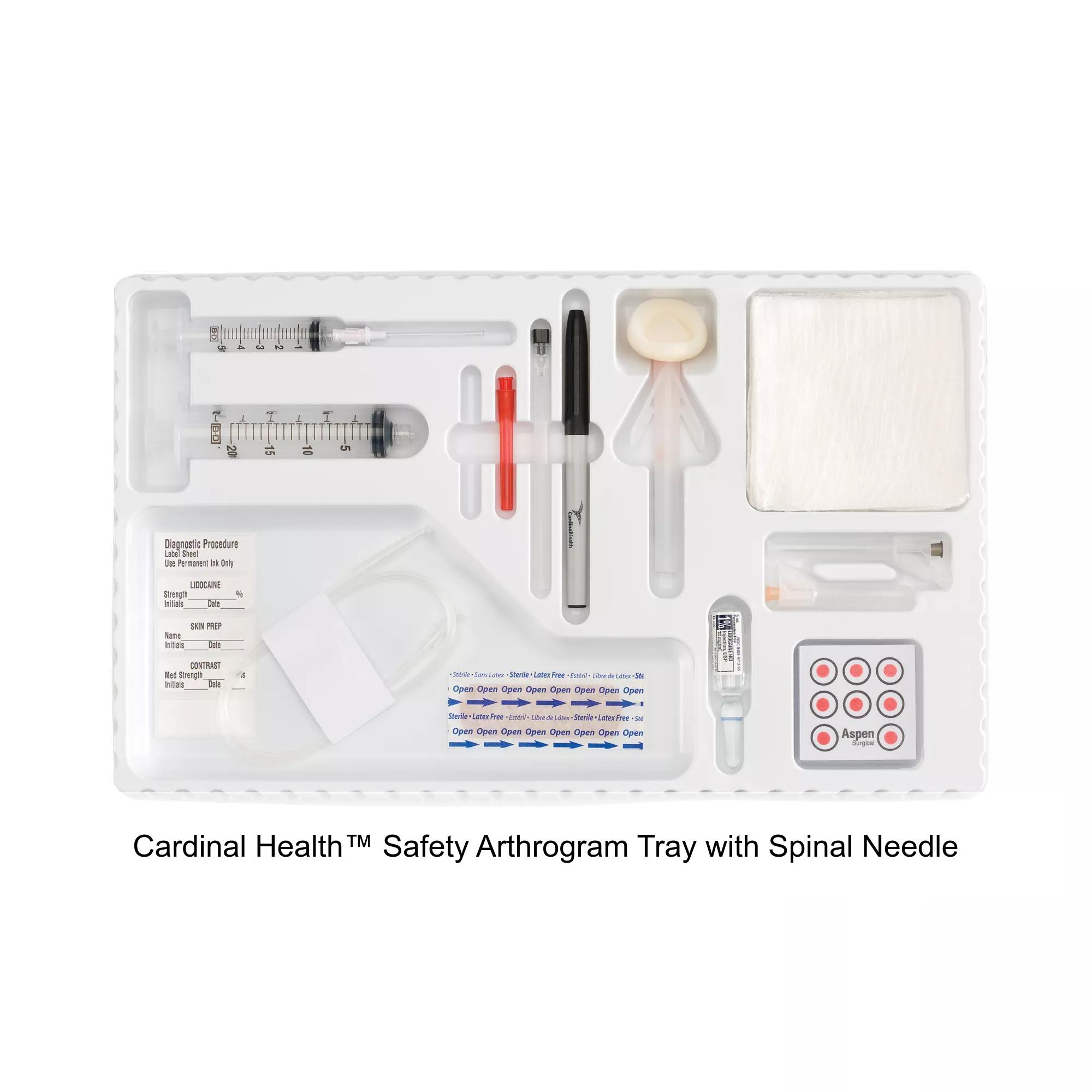 Cardinal Health™ Safety Arthrogram Tray with Spinal Needle, 22GA, 3.5IN ...