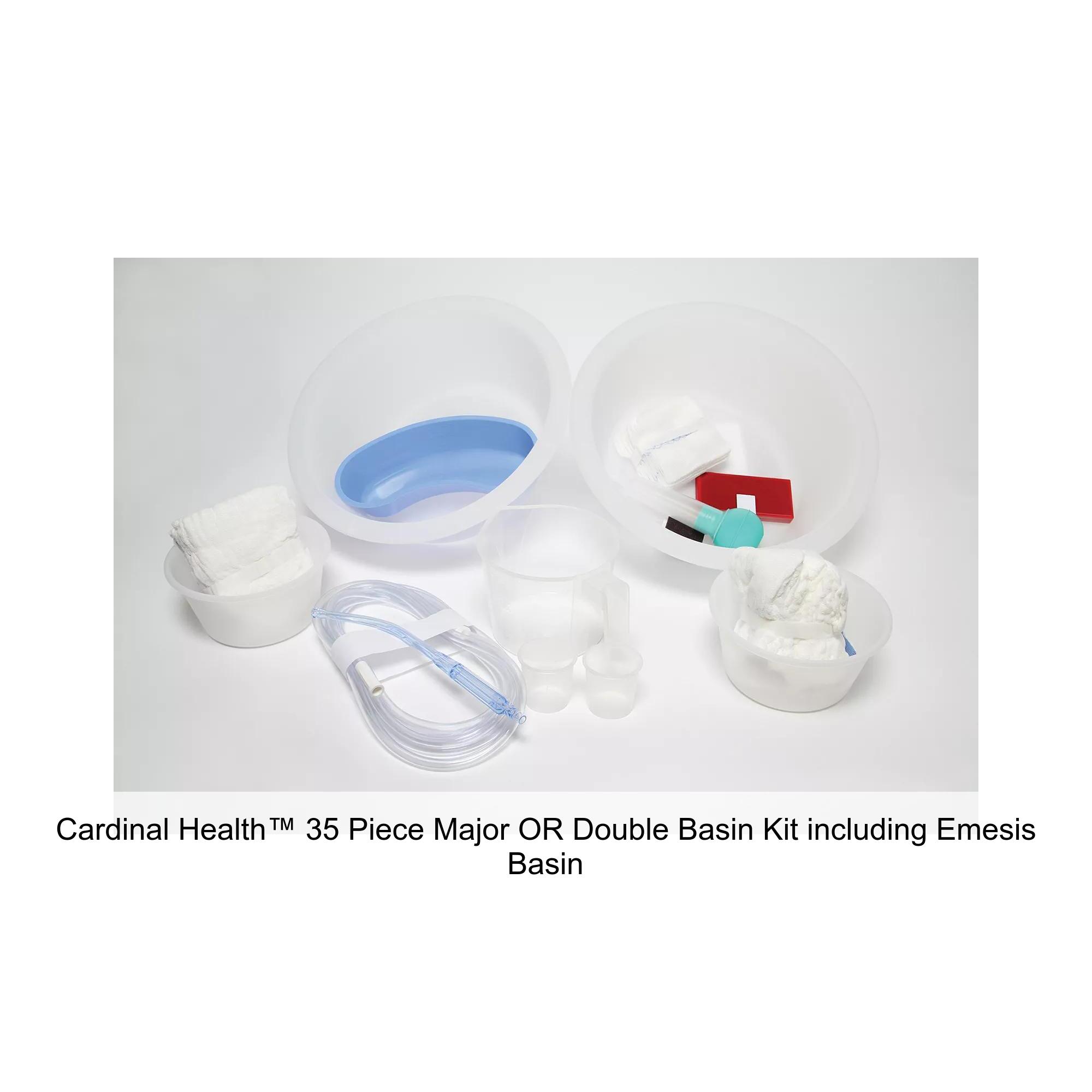 Cardinal Health™ 35 Piece Major OR Double Basin Kit including Emesis Basin, 700CC and CSR Wrap, 54 x 54IN, for California Customers Only