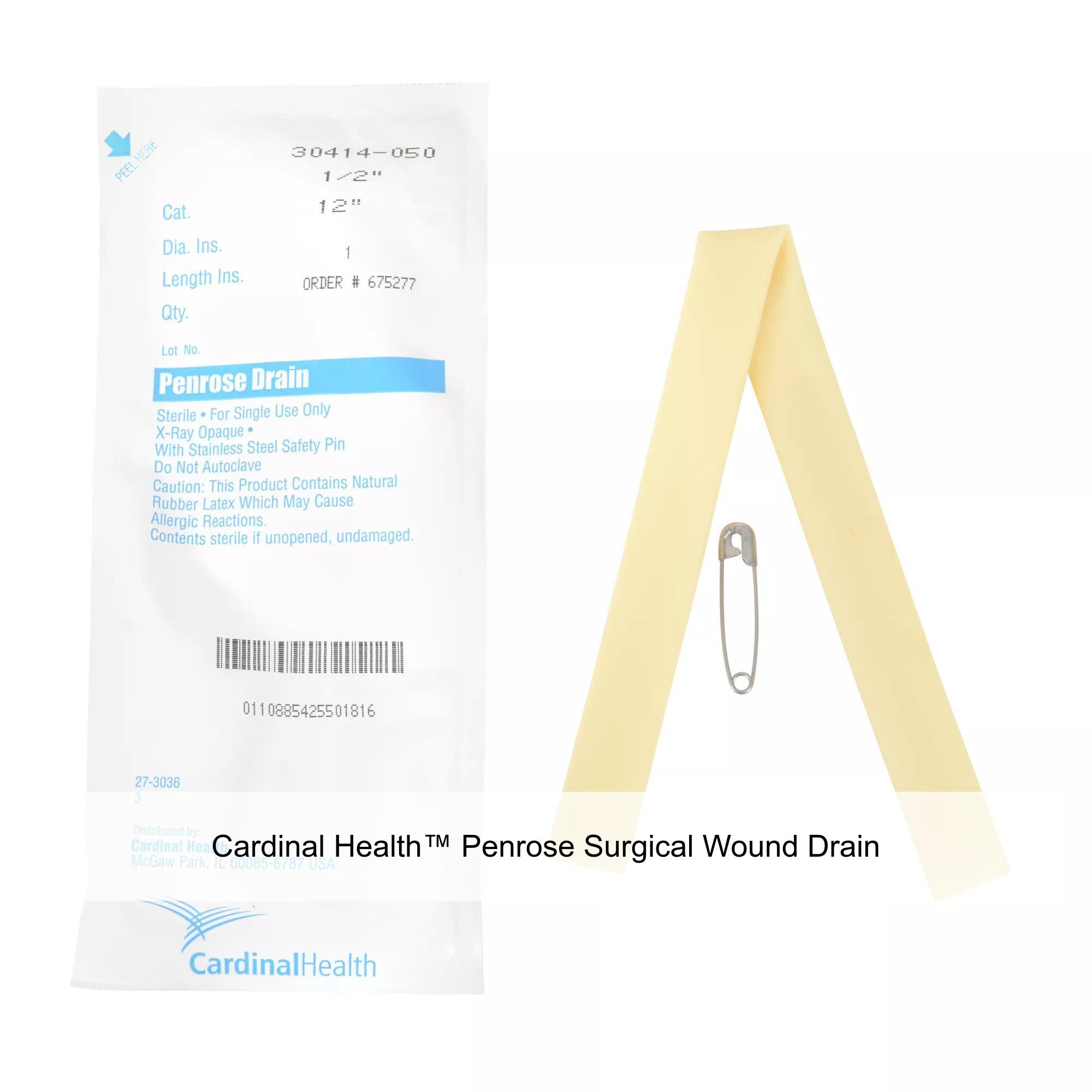 Cardinal Health™ Penrose Surgical Wound Drain, 0.5IN, 12IN