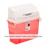 Cardinal Health™ Monoject™ Safety In-Room Sharps Container, Counterbalance Lid, Transparent Red, 2 Gallon