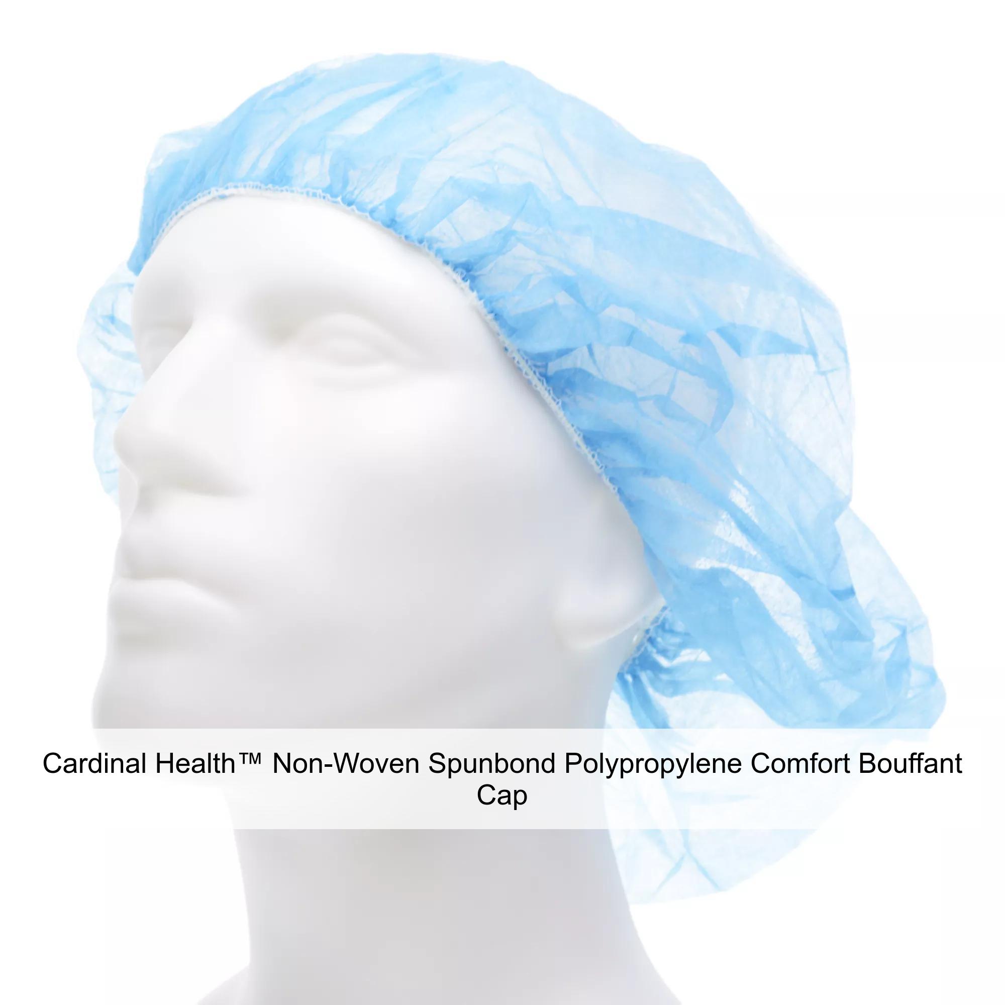 Cardinal Health™ Non-Woven Spunbond Polypropylene Comfort Bouffant Cap, Blue, 24IN