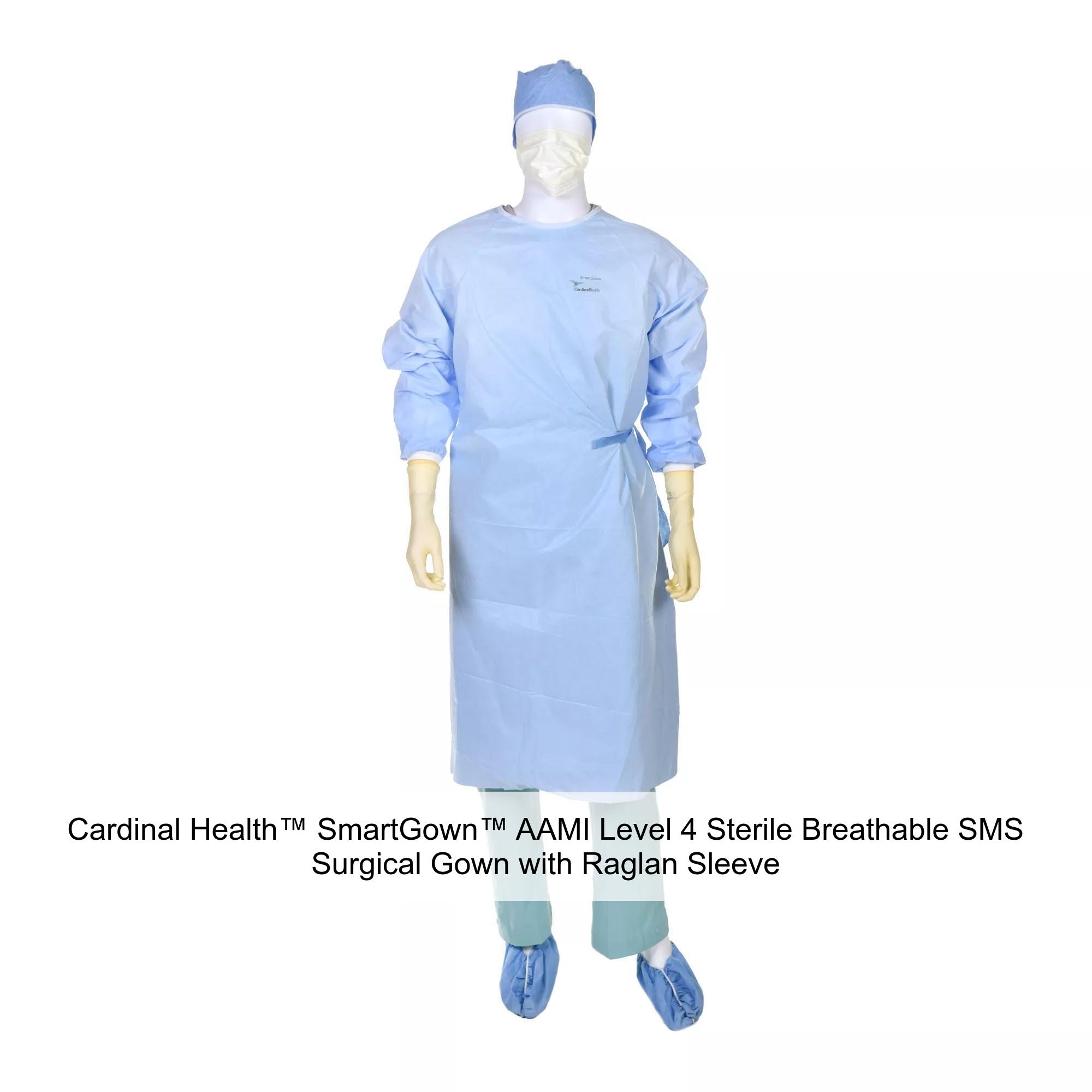 Cardinal Health™ SmartGown™ AAMI Level 4 Sterile Breathable SMS Surgical Gown with Raglan Sleeve, Blue, 2X-Large, X-Long