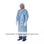 Cardinal Health™ Poly-Coated Open-Back Protective Gown, AAMI Level 4, with Thumbhook, Blue, Universal
