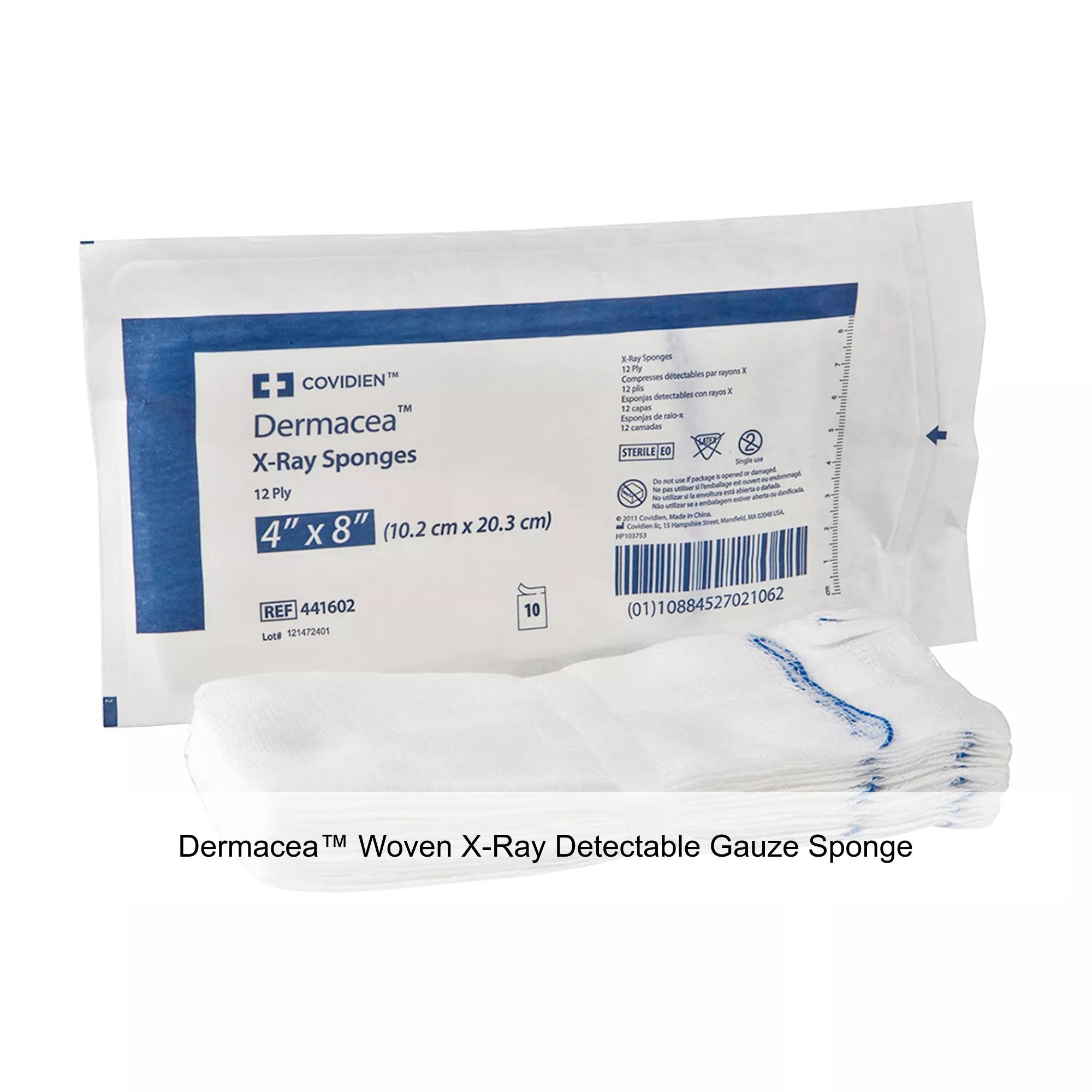 Dermacea™ Woven X-Ray Detectable Gauze Sponge, Non-Sterile, 4 x 8IN, 16 Ply