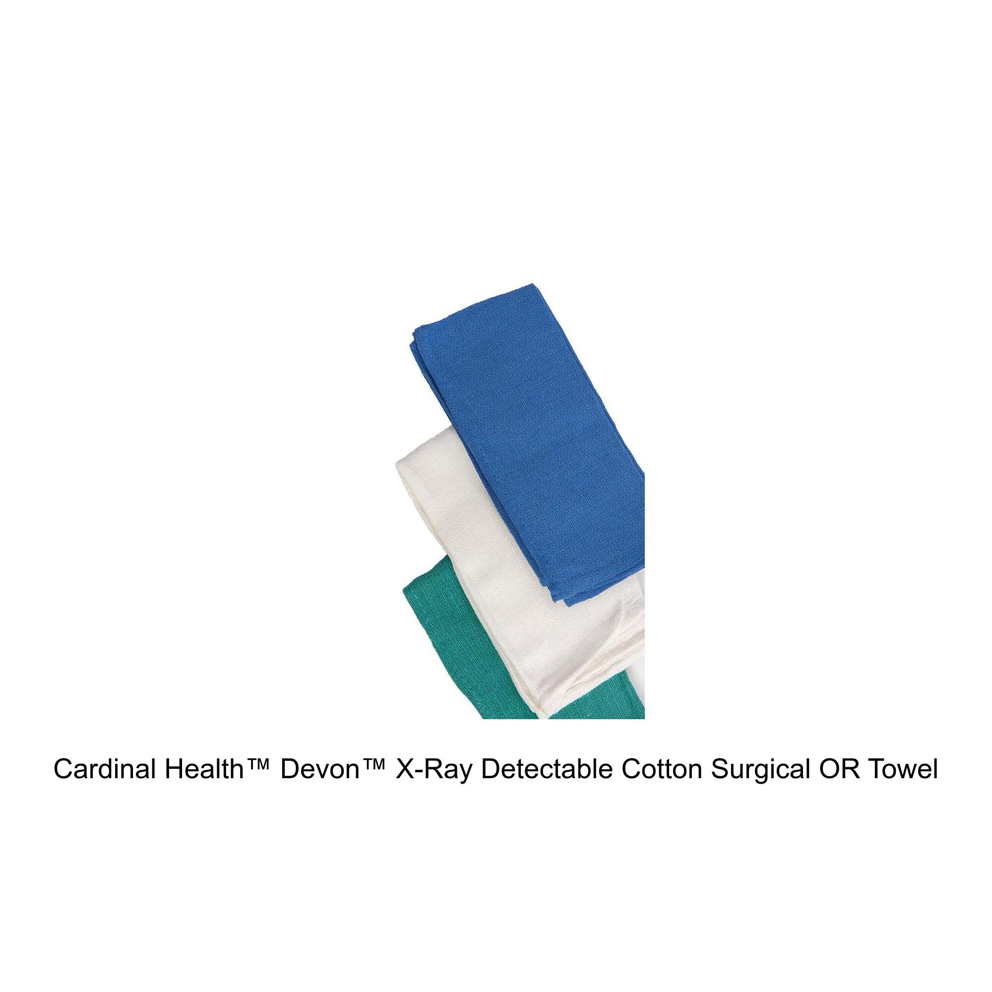 Cardinal Health™ Devon™ X-Ray Detectable Cotton Surgical OR Towel, Blue, Sterile