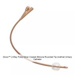 Dover™ 2-Way Foley Silver Coated Silicone Rounded Tip Urethral Urinary Catheter, 24FR, 30ML
