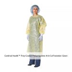Cardinal Health™ Poly-Coated Polypropylene Knit Cuff Isolation Gown, Yellow, Universal