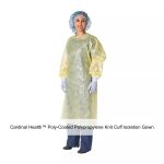 Cardinal Health™ Poly-Coated Polypropylene Knit Cuff Isolation Gown, Yellow, X-Large