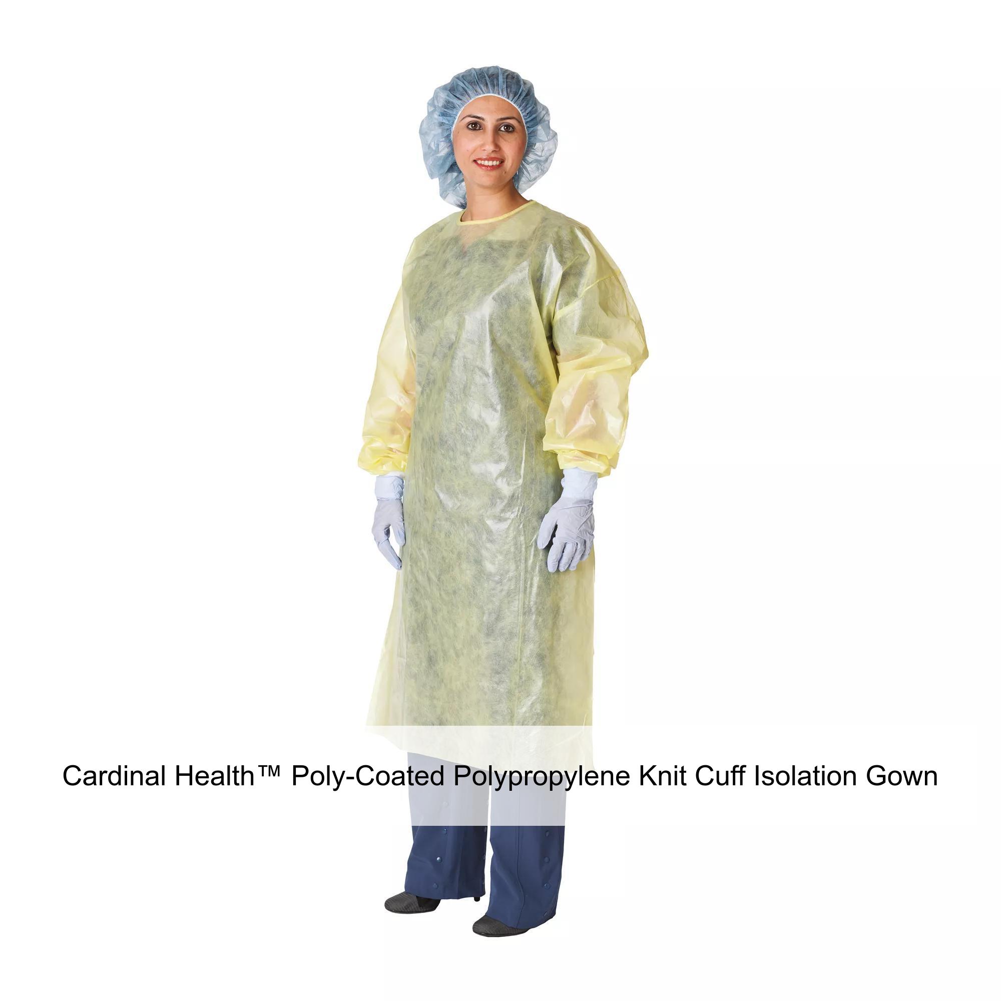 Cardinal Health™ Poly-Coated Polypropylene Knit Cuff Isolation Gown, Yellow, X-Large