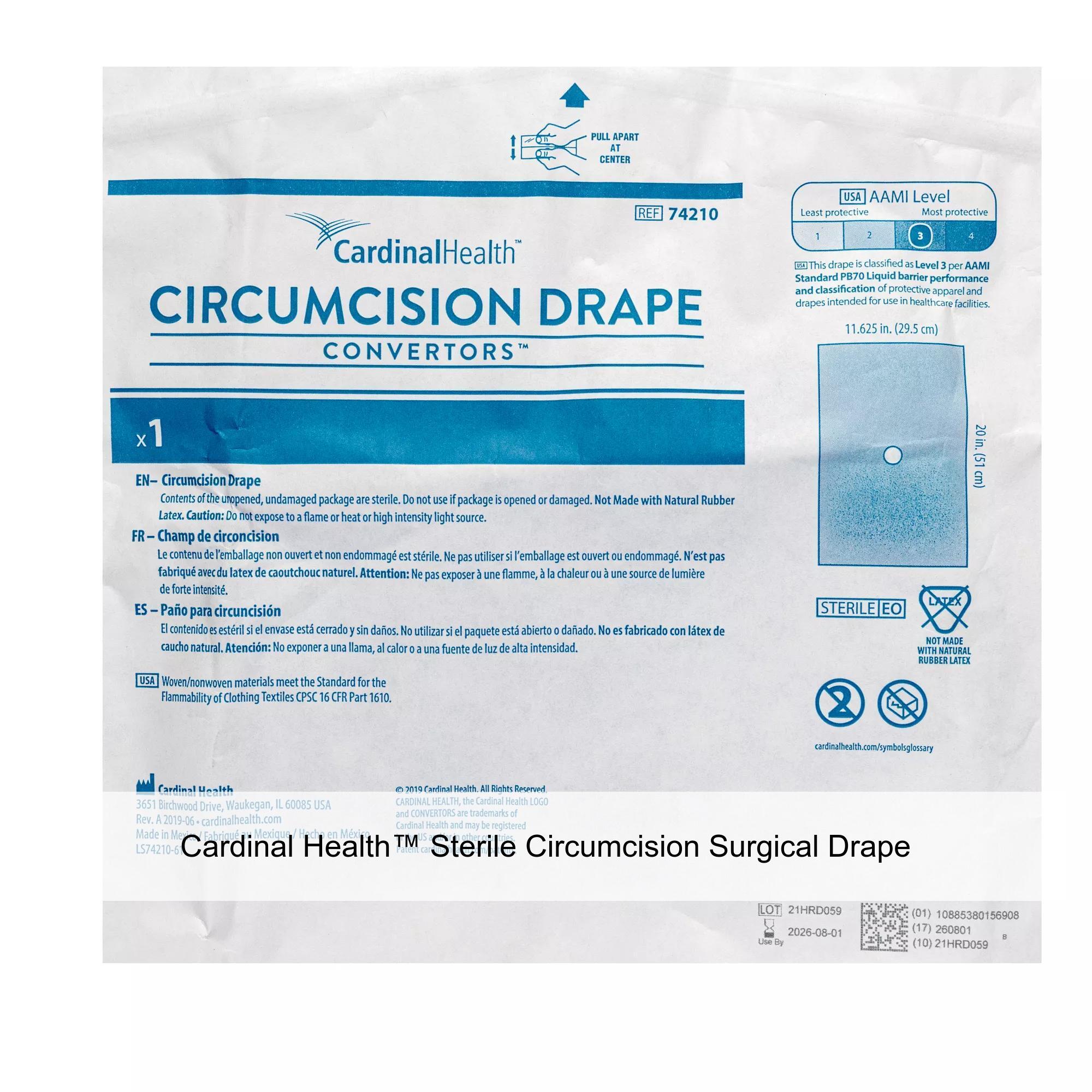 Cardinal Health™ Sterile Circumcision Surgical Drape, 11.625 x 20IN