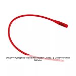 Dover™ Hydrophilic coated Red Rubber Coude Tip Urinary Urethral Catheter, 14FR