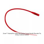 Dover™ Hydrophilic coated Red Rubber Coude Smooth Rounded Tip Urinary Urethral Catheter, 8FR