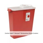 Cardinal Health™ Monoject™ Biohazardous Sharps Container, Rotor/Hinged Lid, Transparent Red, 3 Gallon