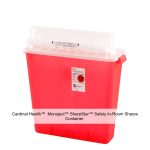 Cardinal Health™  Monoject™ SharpStar™ Safety In-Room Sharps Container , Counterbalance Lid, Transparent Red, 4 Gallon
