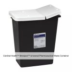 Cardinal Health™ Monoject™ Universal Pharmaceutical Waste Container, Hinged Lid, Black, 8 Gallon