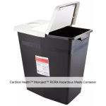 Cardinal Health™ Monoject™ RCRA Hazardous Waste Container, Hinged Lid, Black, 12 Gallon