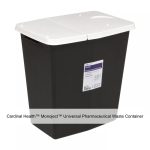 Cardinal Health™ Monoject™ Universal Pharmaceutical Waste Container, Hinged Lid, Black, 12 Gallon