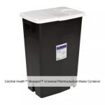 Cardinal Health™ Monoject™ Universal Pharmaceutical Waste Container, Hinged Lid, Black, 18 Gallon