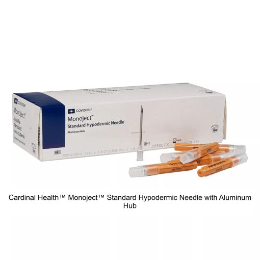 Cardinal Health™ Monoject™ Standard Hypodermic Needle with Aluminum Hub, Rigid Pack, Yellow, 27GA x 0.5IN