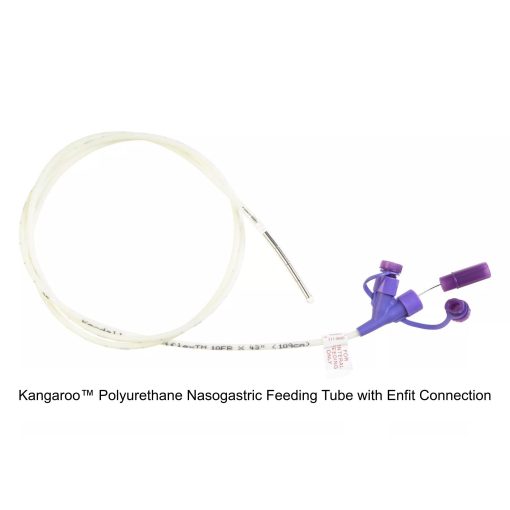 Kangaroo™ Polyurethane Nasogastric Feeding Tube with Enfit Connection, Radiopaque Line, Rigid Port Stylet, 3G Weighted Tip, 8FR, 43IN