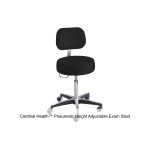 Cardinal Health™ Pneumatic Height Adjustable Exam Stool, Black with Back and C133 Compliant Upholstery