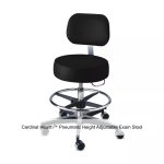 Cardinal Health™ Pneumatic Height Adjustable Exam Stool, Black with Back, C133 Compliant Upholstery and Foot Rest