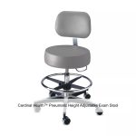Cardinal Health™ Pneumatic Height Adjustable Exam Stool, Dove with Back, C133 Compliant Upholstery and Foot Rest