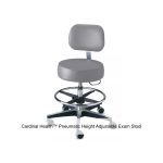 Cardinal Health™ Pneumatic Height Adjustable Exam Stool, Dove with Back and Foot Ring
