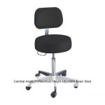 Cardinal Health™ Pneumatic Height Adjustable Exam Stool, Black with Back, Seamless Upholstery