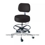 Cardinal Health™ Pneumatic Height Adjustable Exam Stool, Black with Back, Seamless Upholstery and Foot Rest