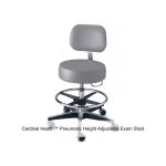 Cardinal Health™ Pneumatic Height Adjustable Exam Stool, Dove with Back, Seamless Upholstery and Foot Rest
