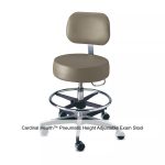 Cardinal Health™ Pneumatic Height Adjustable Exam Stool, Taupe with Back, Seamless Upholstery and Foot Rest