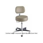 Cardinal Health™ Pneumatic Height Adjustable Exam Stool, Taupe with Back, Seamless Upholstery